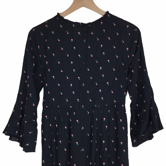 LOFT Midi Dress Prairie Peasant Boho Ruffle Floral Rosebud Garden Party XS NWT - Picture 7 of 12